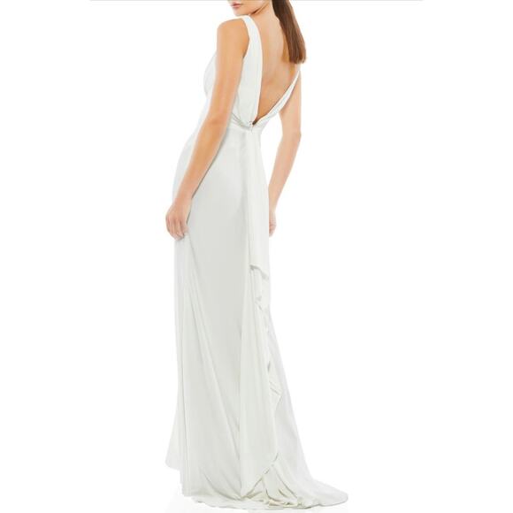 Mac Duggal Cowl Back Surplice ivory gown size 2 - Picture 1 of 10